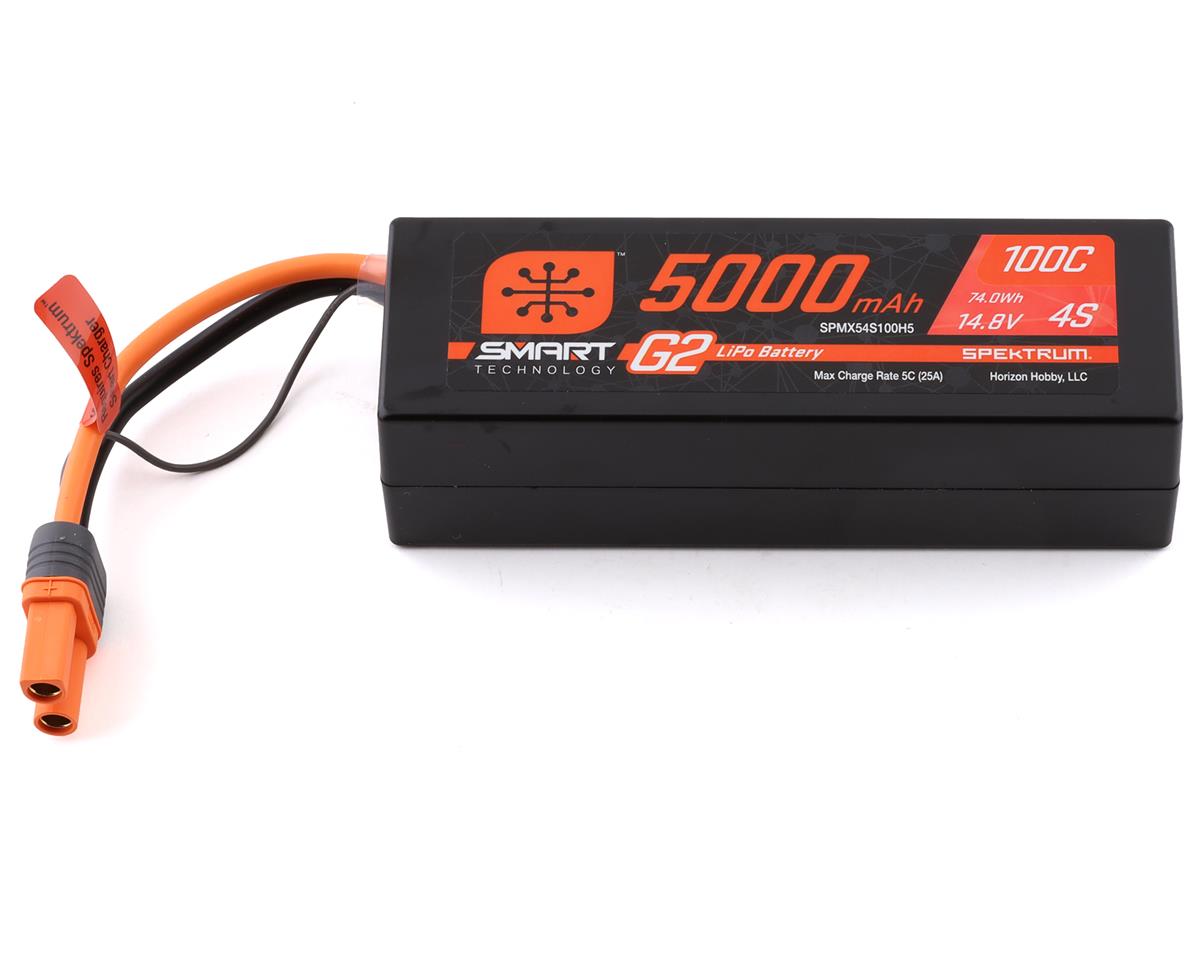 SPMX54S100H5 Spektrum 5000mAh 4S 14.8V 100C Smart G2 Hard Case LiPo Battery with IC5 Connector Spektrum