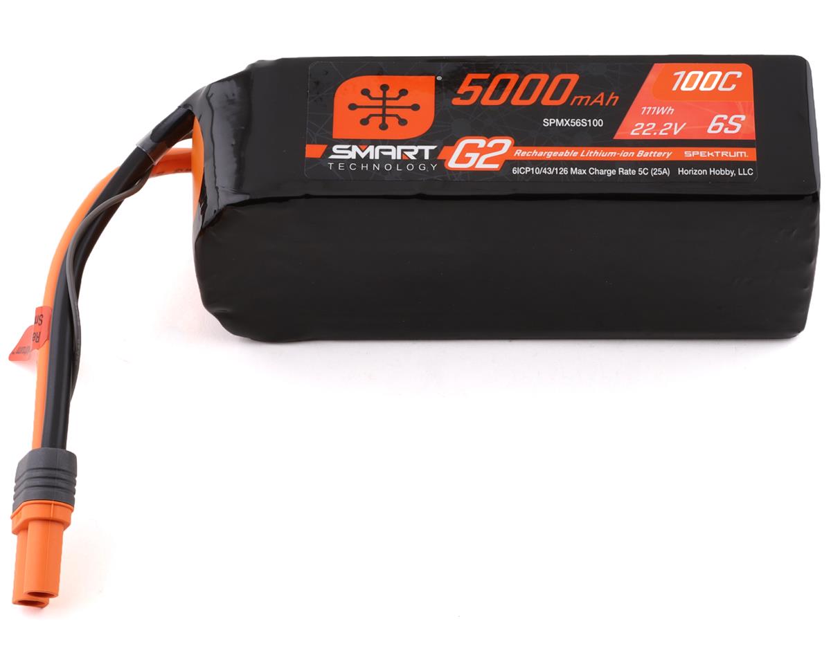 Spektrum 5000mah 6S 22.2V 100C G2 Smart LiPo Battery with IC5 Connector - SPMX56S100