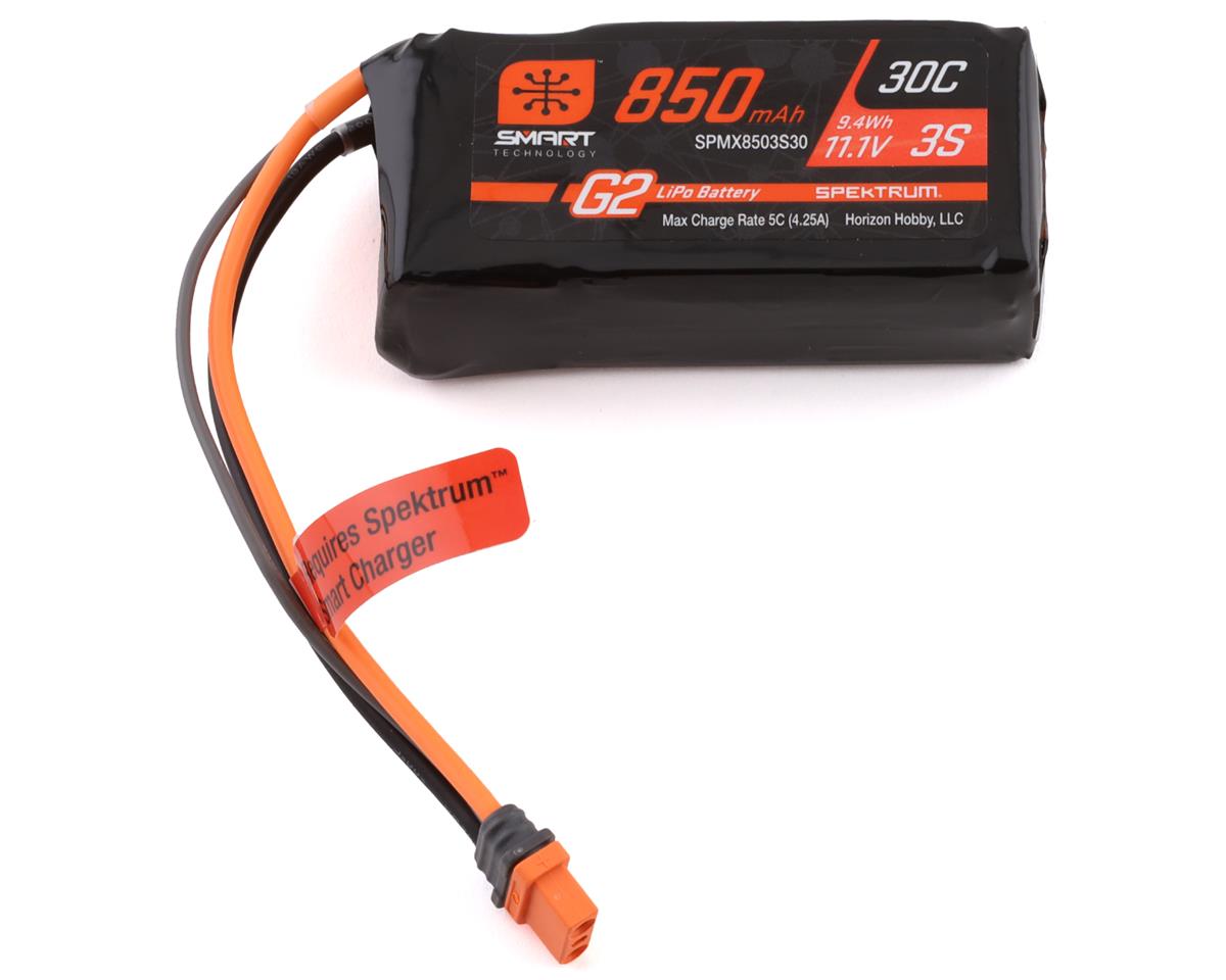 SPMX8503S30 Spektrum 850mAh 3S 11.1V 30c Smart G2 LiPo Battery with IC2 Connector Spektrum