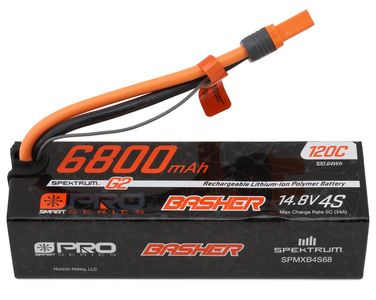 Spektrum 6800mAh 4S 14.8V 120C Smart Pro Basher LiPo Battery with IC5 Connector - SPMXB4S68