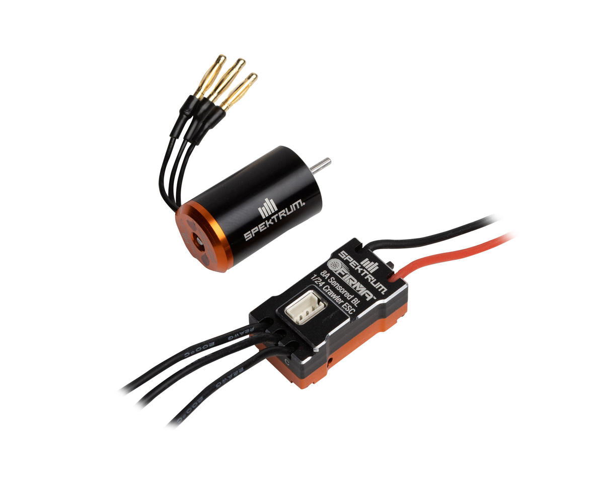 SPMXSEMC18 Spektrum Firma 8A 1/24 Sensored Brushless ESC and Motor Combo, SCX24 Spektrum