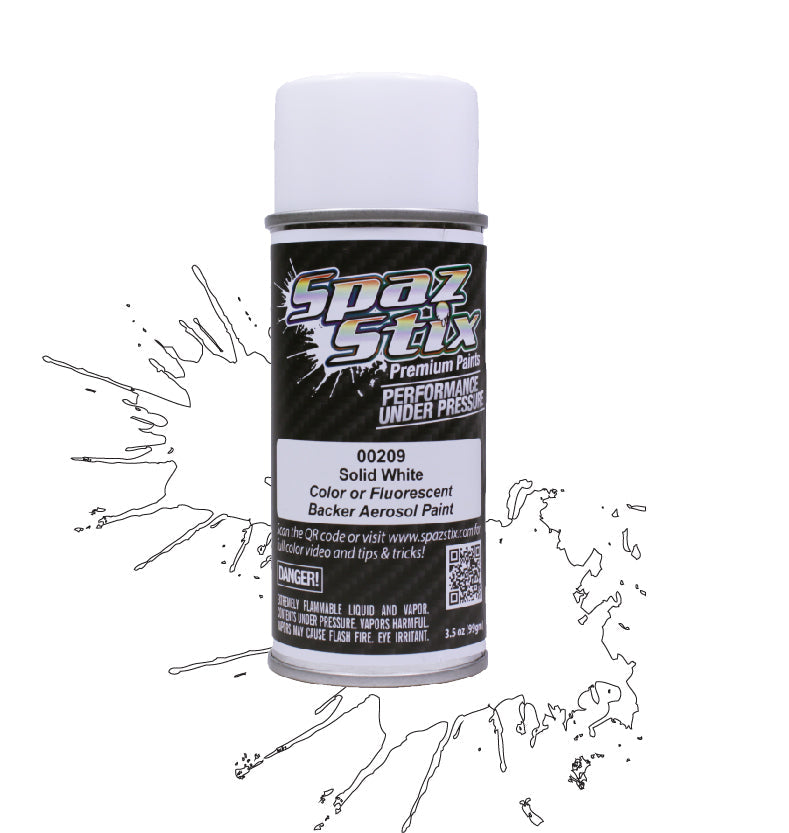 SZX00209 Solid White / Glow Backer Aerosol Paint 3.5oz SPAZ STIX