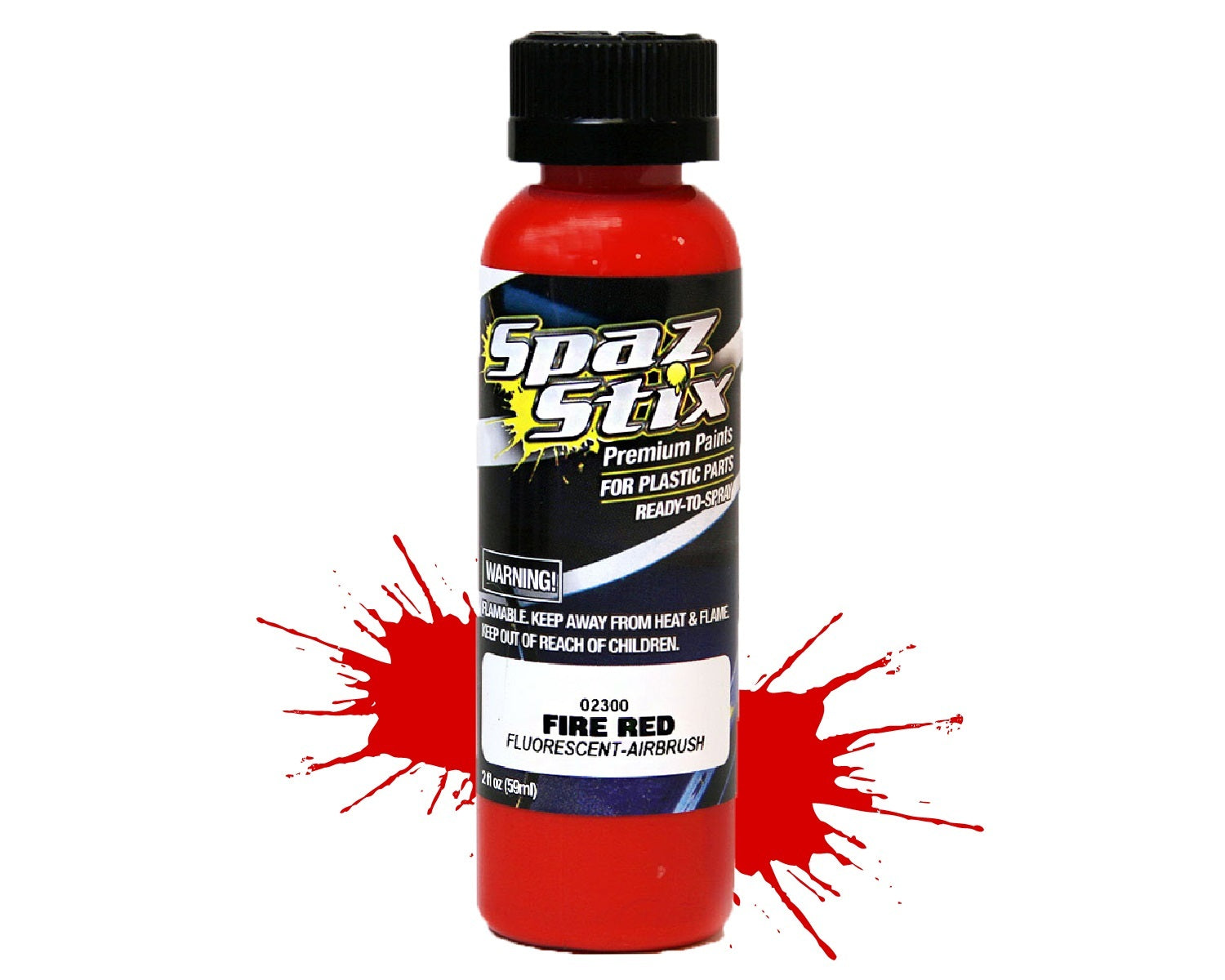 SZX02300 Fire Red Fluorescent Airbrush Paint 2oz SPAZ STIX