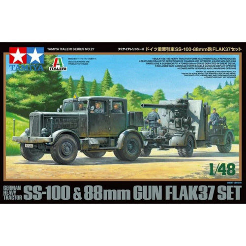 T37027 TAMIYA GERMAN HEAVY TRACTOR SS & 88 MM GUN FLAK 37 1/48 Tamiya