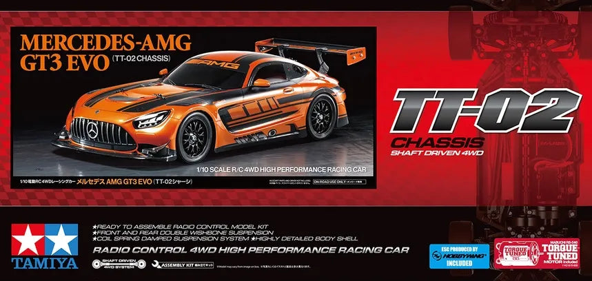 Tamiya 1/10 Mercedes-AMG GT3 EVO (TT-02) RC Car Kit T58750