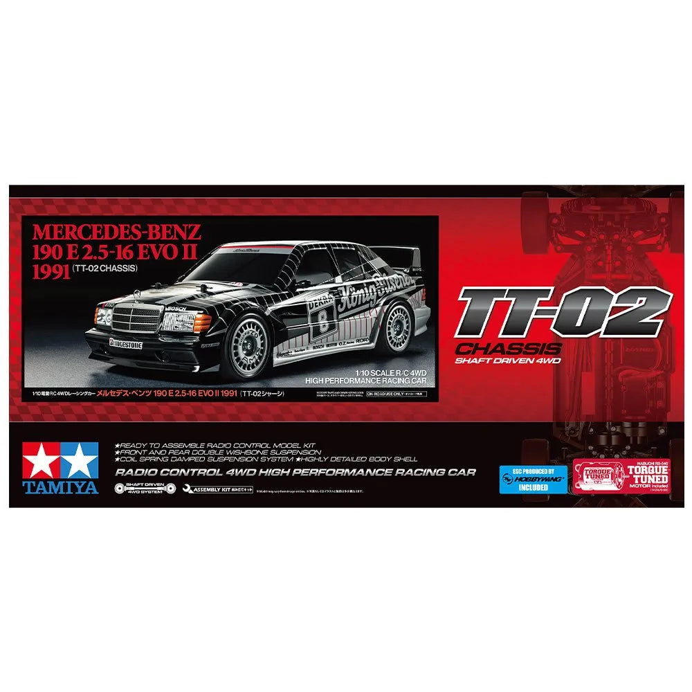 Tamiya 1/10 Mercedes-Benz 190 E 2.5-16 EVO II 1991 (TT-02) RC Car Kit