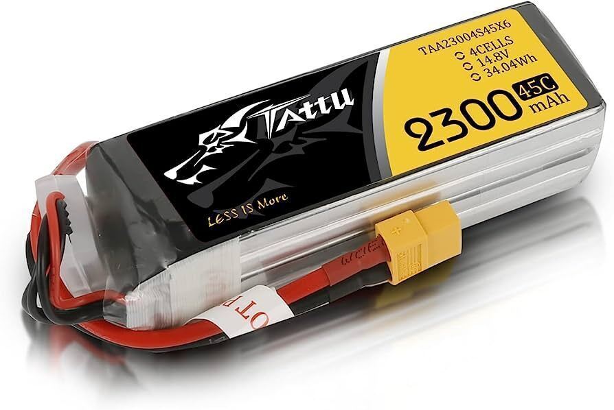 Tattu 2300mAh 45C 14.8V 4S1P Lipo Battery (XT60 Plug)