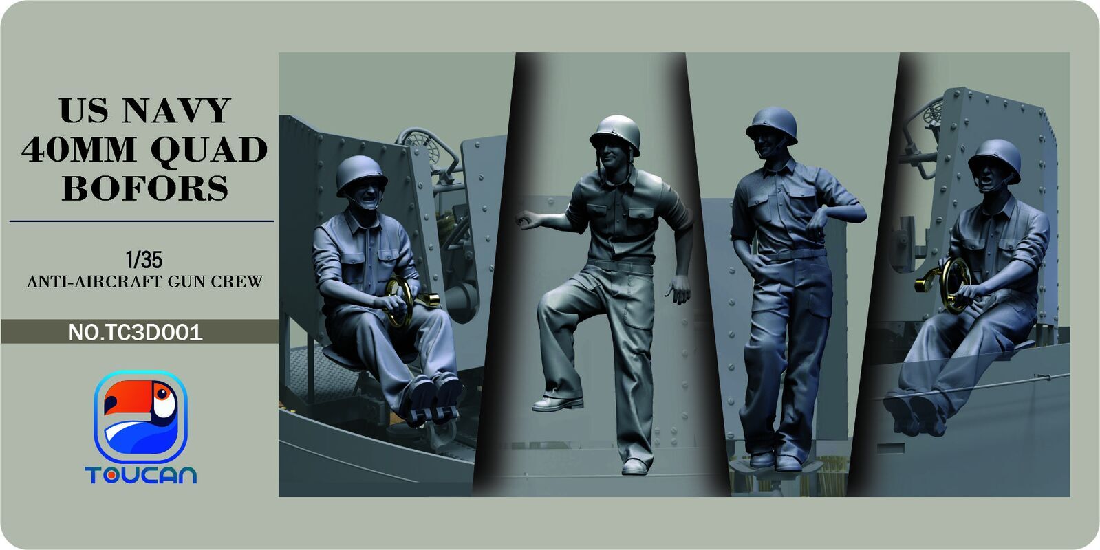 Toucan 1/35 ANTI-AIRCRAFT GUN CREW Plastic Model Kit