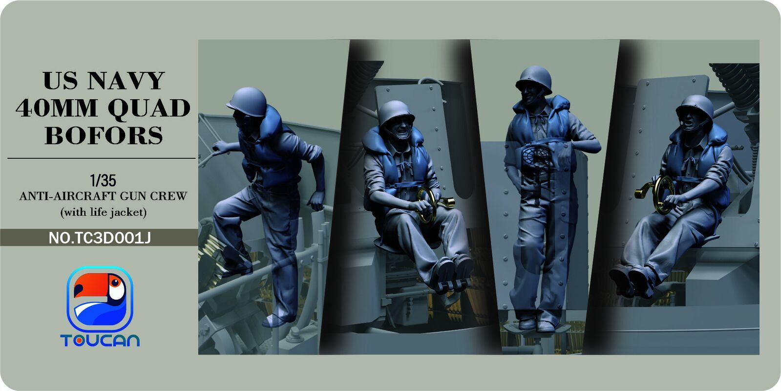 Toucan 1/35 ANTI-AIRCRAFT GUN CREW(with life jacket) Plastic Model Kit