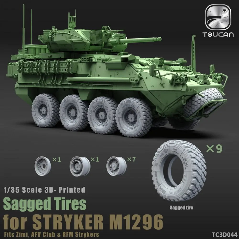 Toucan 1/35 3D-Printed Sagged Tires - Stryker M1296