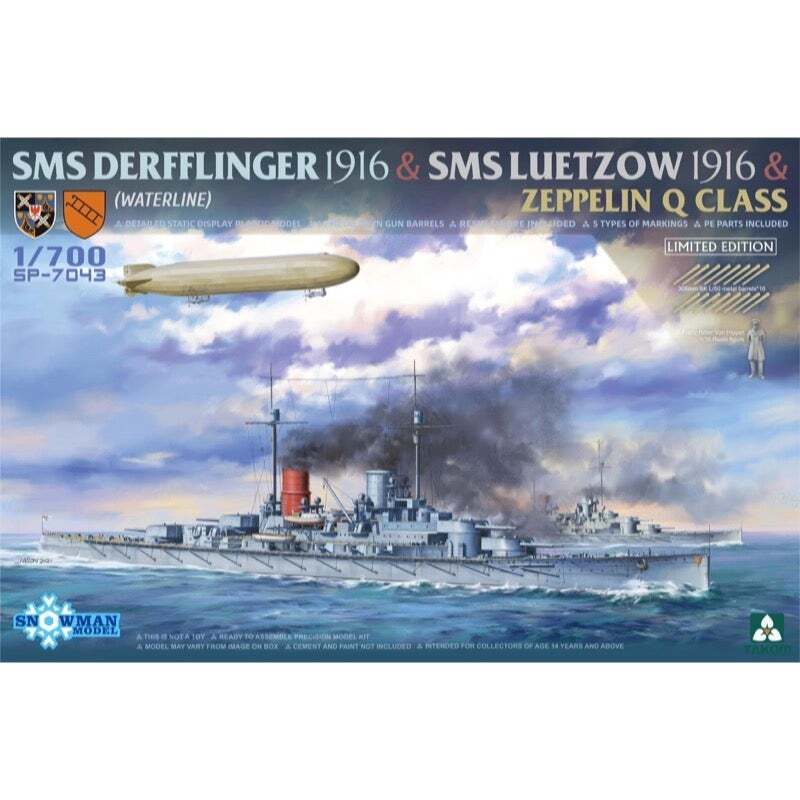 TK-SP7043 Takom 1/700 SMS Derfflinger 1916 & SMS Luetzow 1916 & Zeppelin Q Class (Snowman) (Limited Edition) [SP-7043] Takom