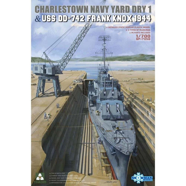 TK-SP7058 Takom 1/700 Charlestown Navy Yard Dry Dock 1 & USS DD-742 Frank Knox 1944 Model Kit [SP-7058]