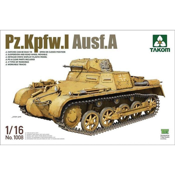 TK1008 Takom 1/16 Pz.Kpfw.I Ausf.A Plastic Model Kit
