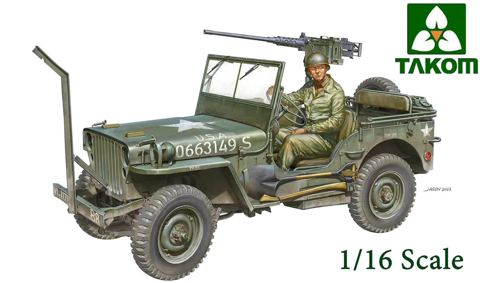 TK1016 Takom 1/16 US WWII Quarter Ton 4X4 Utility Vehicle Plastic Model Kit [1016] Takom