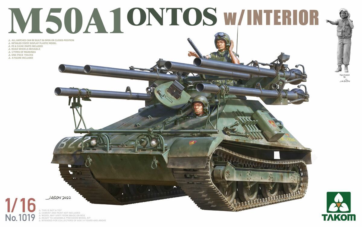 TK1019 Takom 1/16 M50A1 Ontos w/Interior Plastic Model Kit Takom