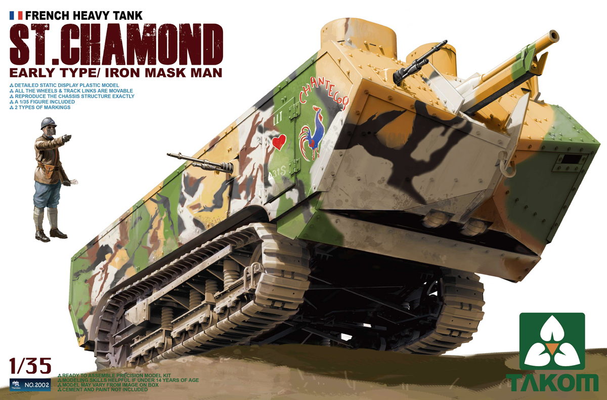 Takom 1/35 French Heavy Tank St.Chamond Early Type/Iron Mask Man Plastic Model Kit
