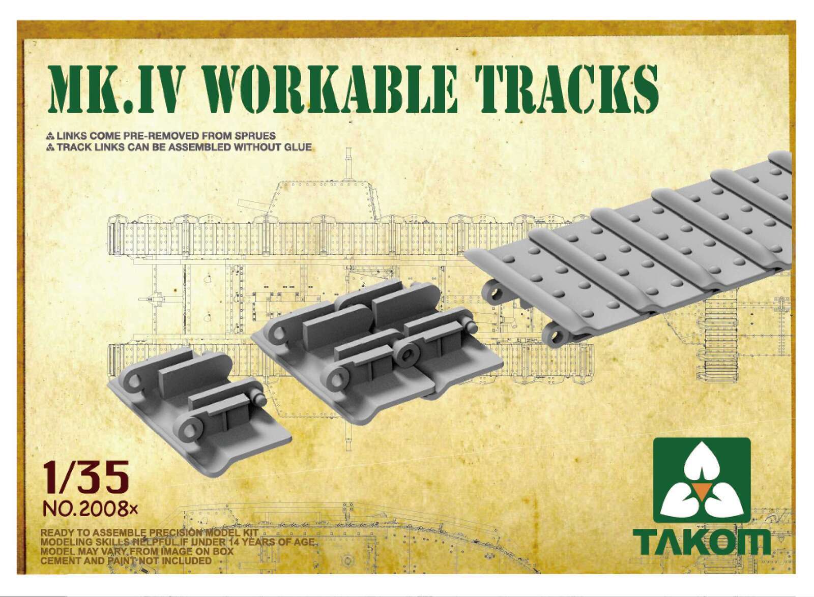 Takom 1/35 WWI Heavy Battle Tank Mark IV Male Plastic Model Kit