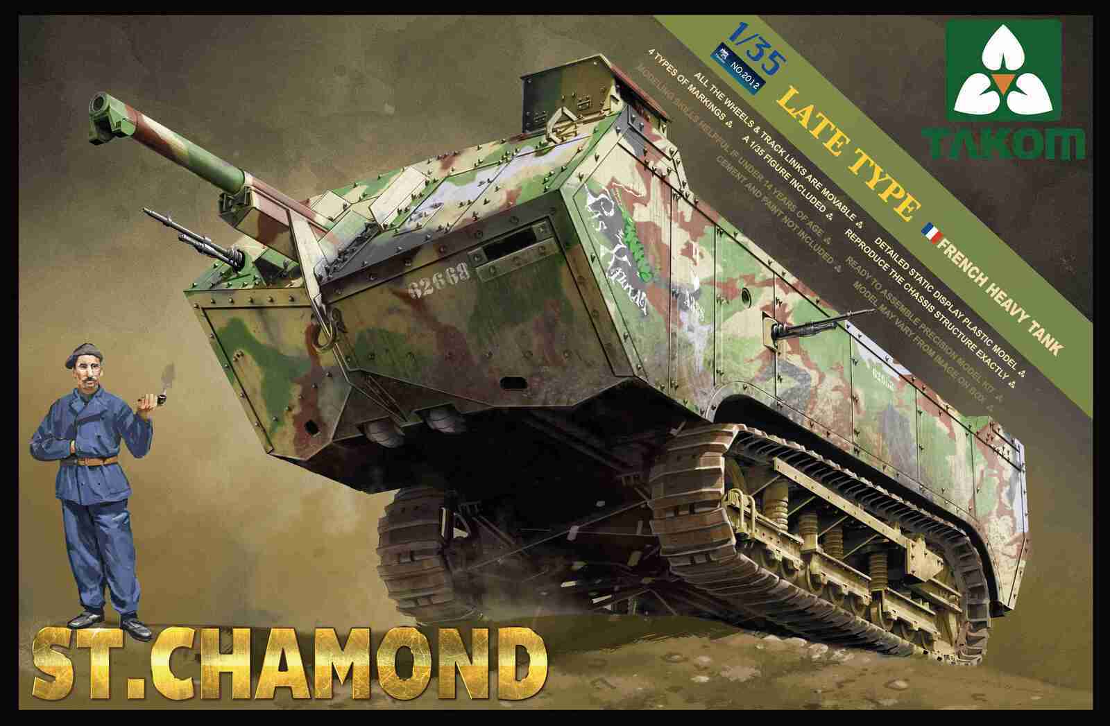 TK2012 Takom 1/35 French Heavy Tank St Chamond Late Type Plastic Model Kit [2012] Takom