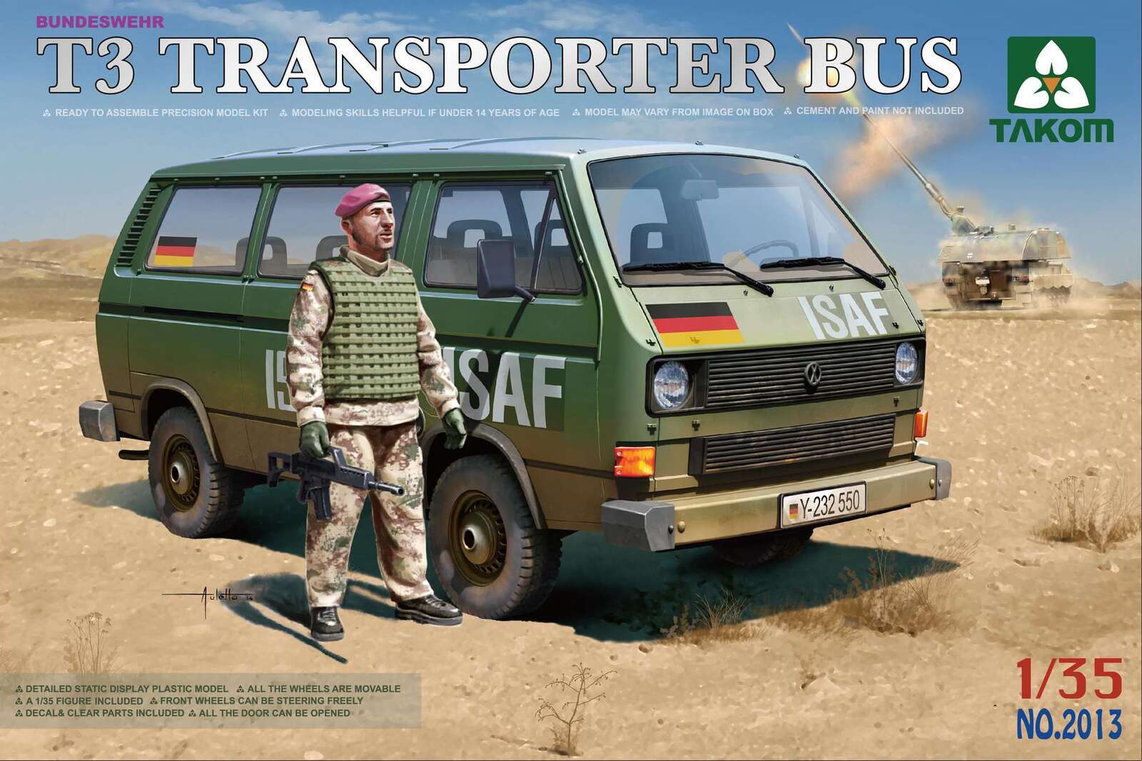 TK2013 Takom 1/35 Bundeswehr T3 Transporter Bus (with figure) Plastic Model Kit [2013] Takom