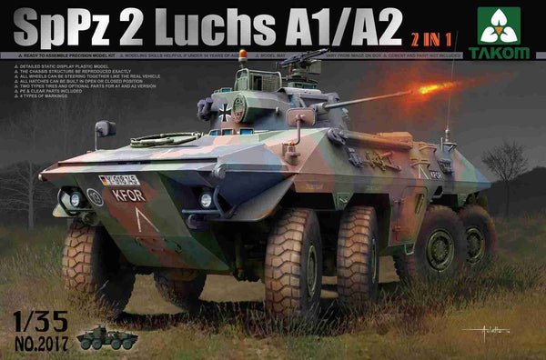 TK2017 Takom 1/35 Bundeswehr SpPz 2 Luchs A1/A2 2 in 1 Plastic Model Kit