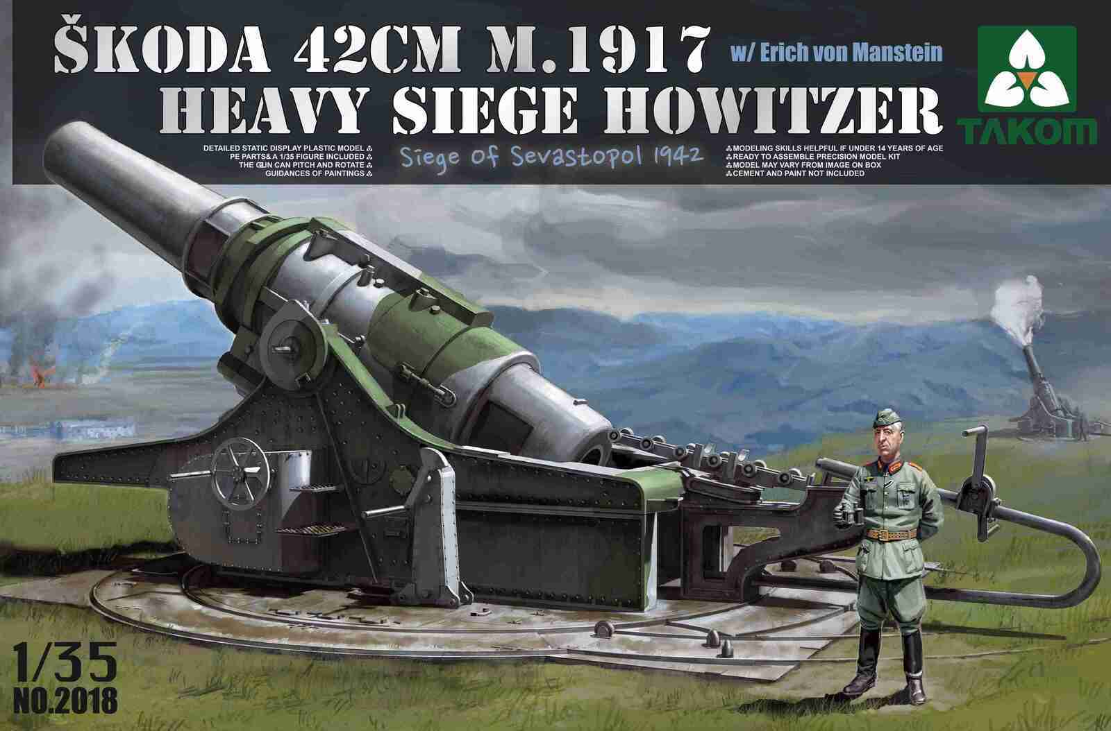 TK2018 Takom 1/35 Soda 42cm M.1917 Heavy Siege Howitzer with Erich von Manstein Plastic Model Kit [2018] Takom