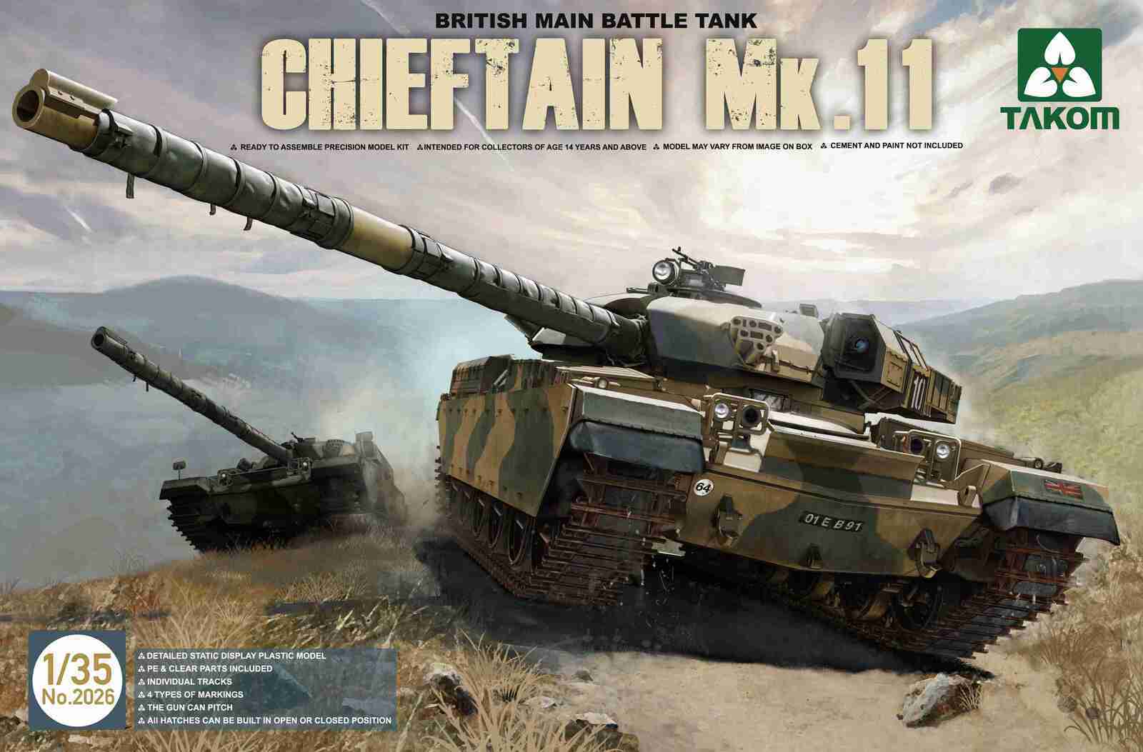 TK2026 Takom 1/35 British Main Battle Tank Chieftain Mk.11 Plastic Model Kit Takom