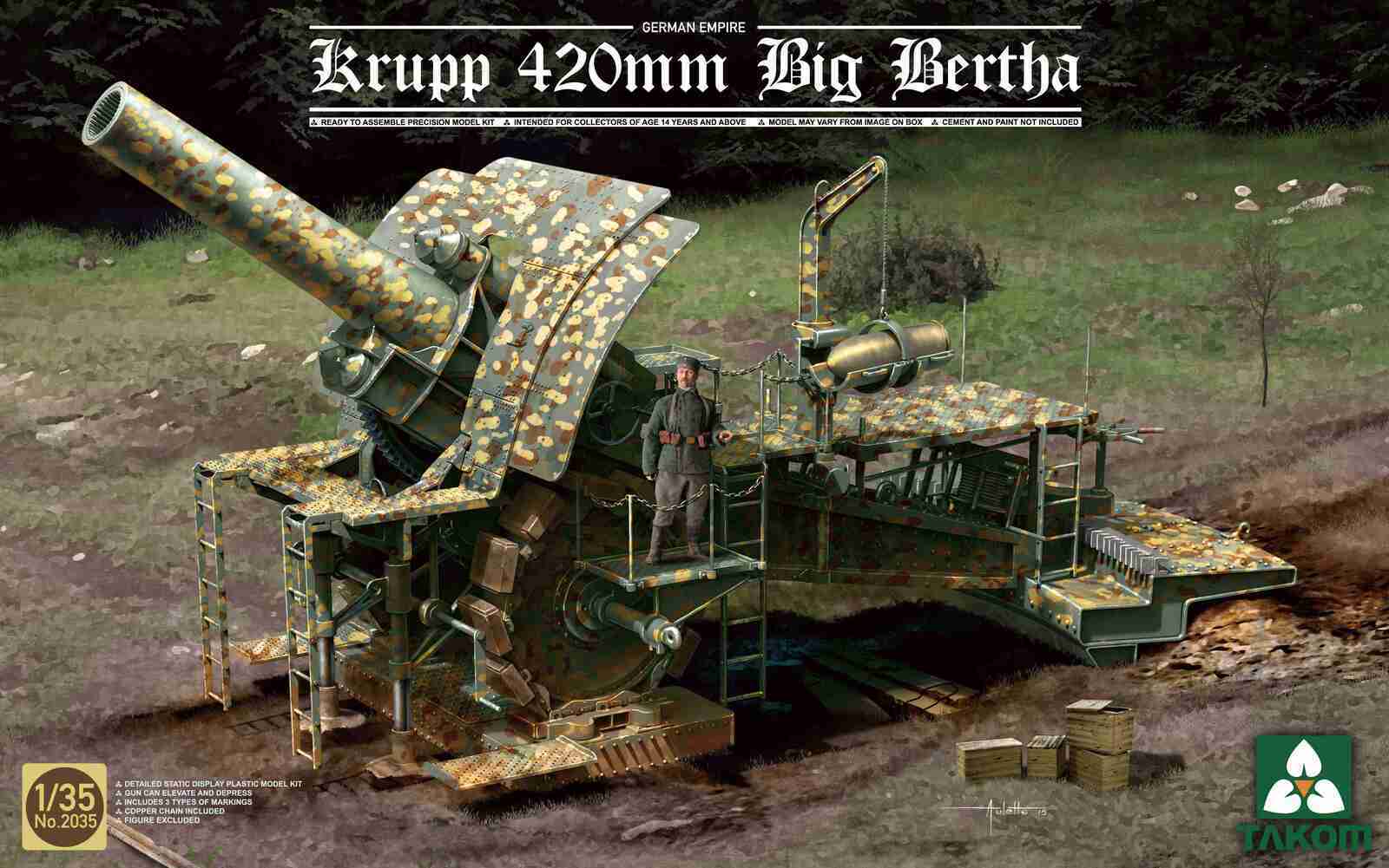 TK2035 Takom 1/35 German Empire 420mm Big Bertha Siege Howitzer Plastic Model Kit [2035] Takom