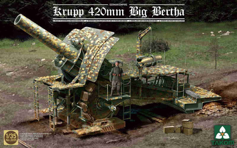 TK2035 Takom 1/35 German Empire 420mm Big Bertha Siege Howitzer Plastic Model Kit [2035]