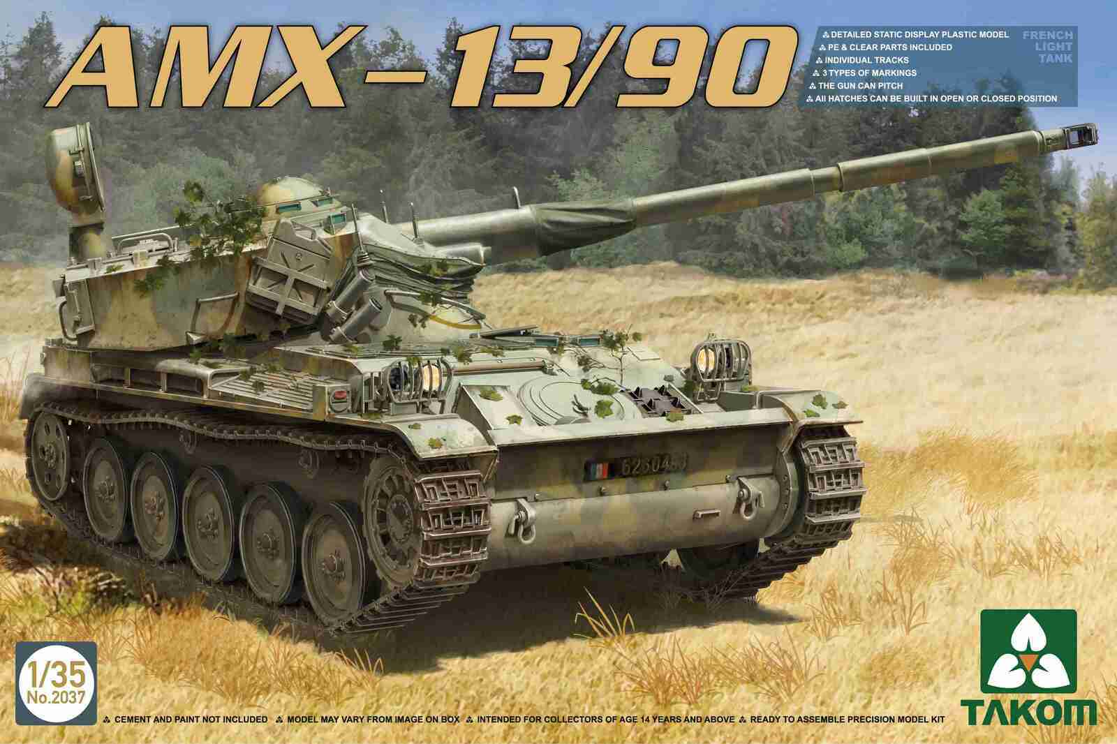 Takom 1/35 French Light Tank AMX-13/90 Plastic Model Kit