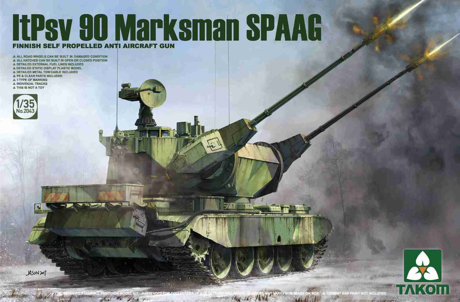 TK2043 Takom 1/35 Finnish Self Propelled Anti Aircraft Gun ItPsv 90 Marksman SPAAG Plastic Model Kit Takom