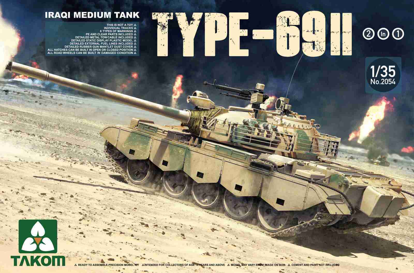 TK2054 Takom 1/35 Iraqi Medium Tank Type 69 II 2 in 1 Plastic Model Kit Takom