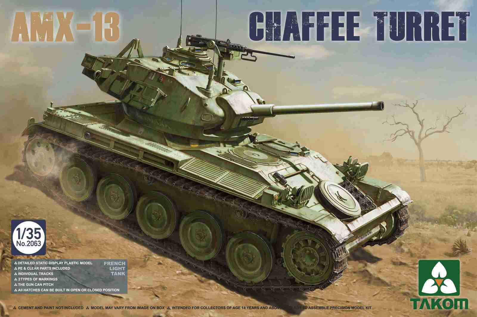 Takom 1/35 French Light Tank AMX-13 Chaffe Turret in Algerian War (1954-1962) Plastic Model Kit