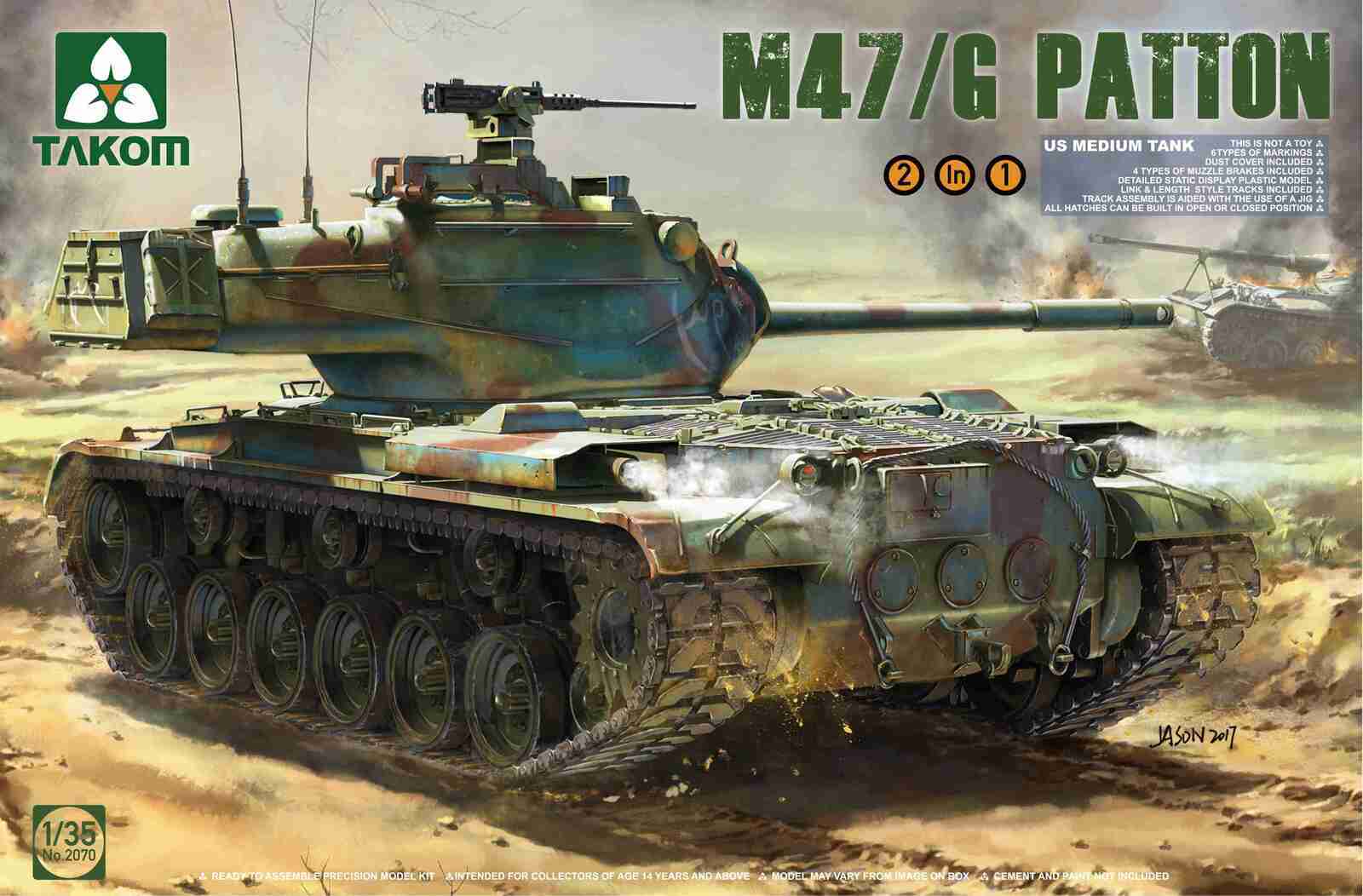 TK2070 Takom 1/35 US Medium Tank M47/G 2 in 1 Plastic Model Kit Takom