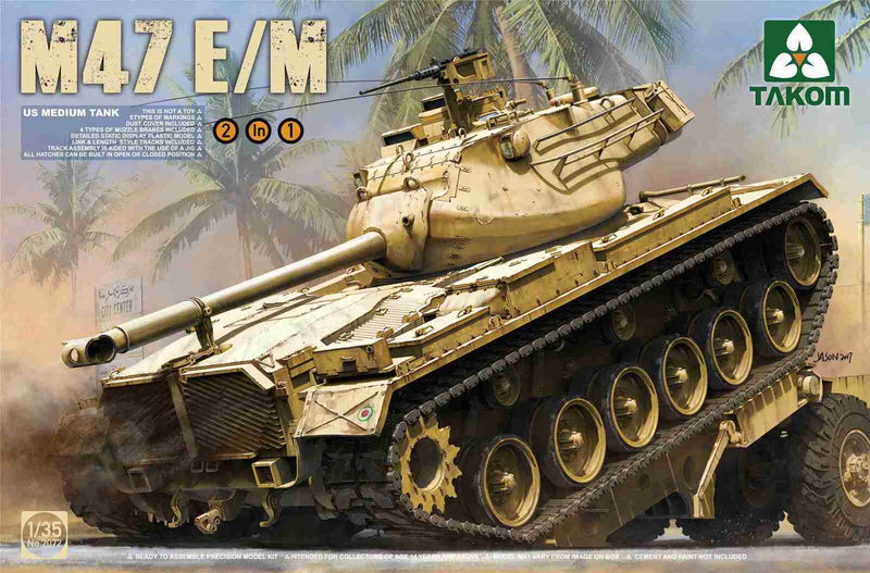 TK2072 Takom 1/35 US Medium Tank M47 E/M 2 in 1 Plastic Model Kit