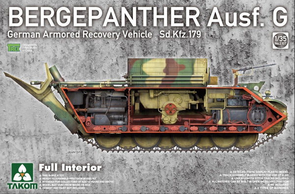 TK2107 Takom 1/35 Bergepanther Ausf.G Recovery Vehicle Sd.Kfz.179 w/ full interior Plastic Model Kit