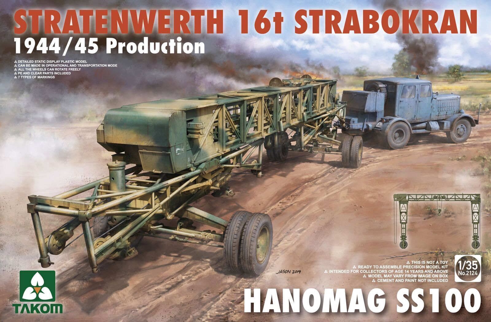 TK2124 Takom 1/35 Stratenwerth 16t Strabokran 1944/45 Production & Hanomag ss100 Plastic Model Kit [2124] Takom