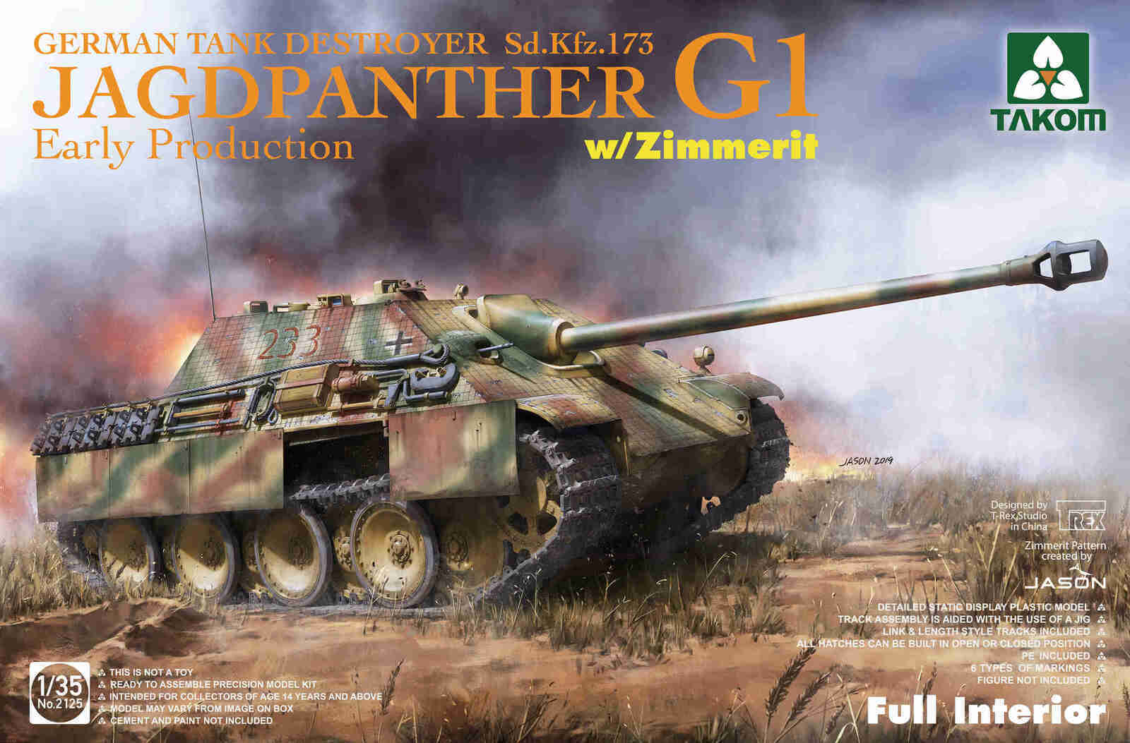 TK2125 Takom 1/35 Jagdpanther G1 early pr. German Tank Destroyer Sd.Kfz.173 w/ Zimmerit/full interior Takom