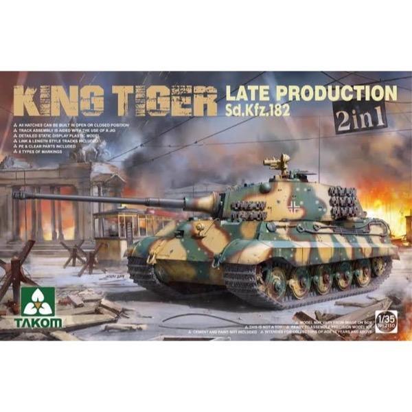 TK2130 Takom 1/35 WWII German Heavy Tank Sd.Kfz.182 King Tiger Late Production 2 in 1 (without interior) Plastic Model Kit