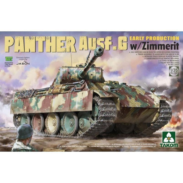 TK2134 Takom 1/35 Panther Ausf.G Early Production w/Zimmerit Plastic Model Kit