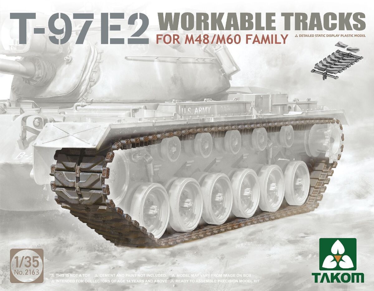 TK2163 Takom 1/35 T-97E2 Workable Tracks For M48/M60 Family Plastic Model Kit [2163] Takom