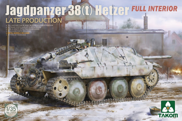 TK2172 Takom 1/35 Jagdpanzer 38(t) Hetzer Late Production w/ Full Interior Plastic Model Kit