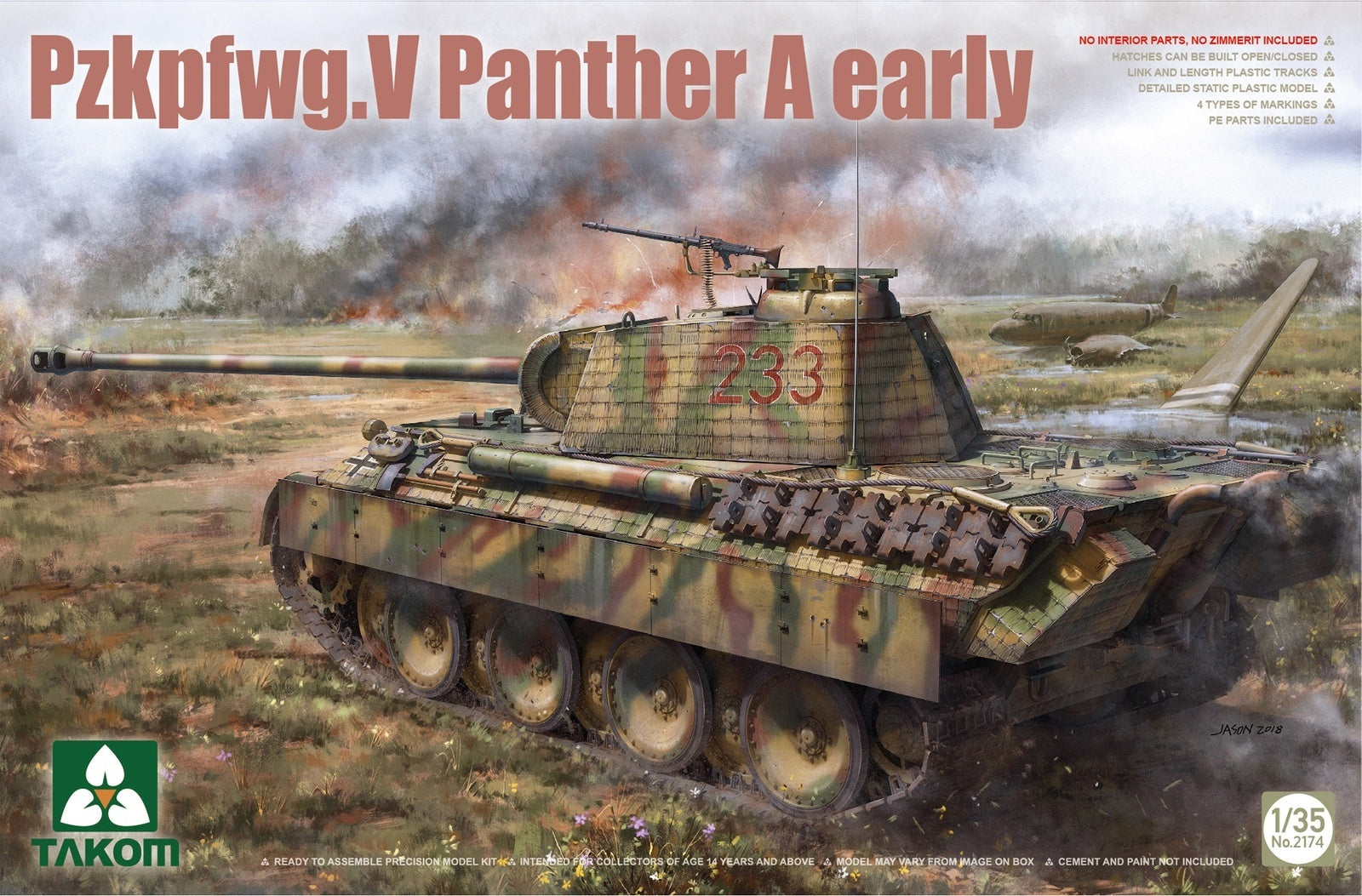TK2174 Takom 1/35 Pzkpfwg.V Panther A early Plastic Model Kit Takom