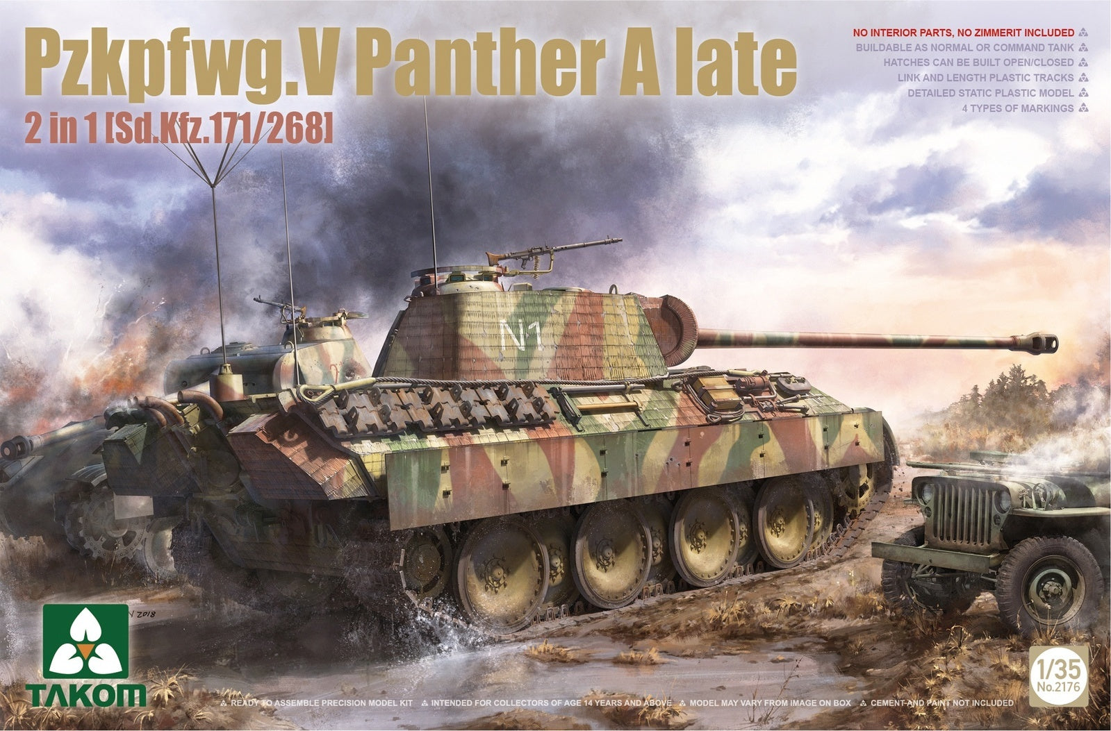 TK2176 Takom 1/35 Pzkpfwg.V Panther A Late 2 in 1 [Sd.Kfz.171/268] Plastic Model Kit Takom