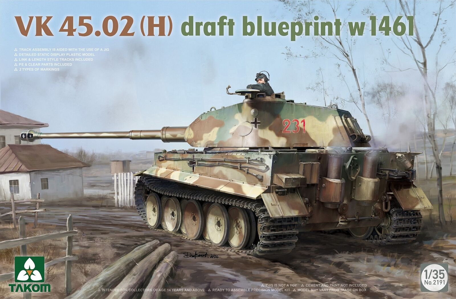 Takom 1/35 VK45.02(H) Draft Blueprint w1461 Plastic Model Kit