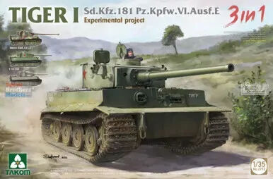 Takom 1/35 Tiger I Sd.Kfz.181 Pz.Kpfw.VI.Ausf.E Experimental project 3 in 1 Plastic Model Kit