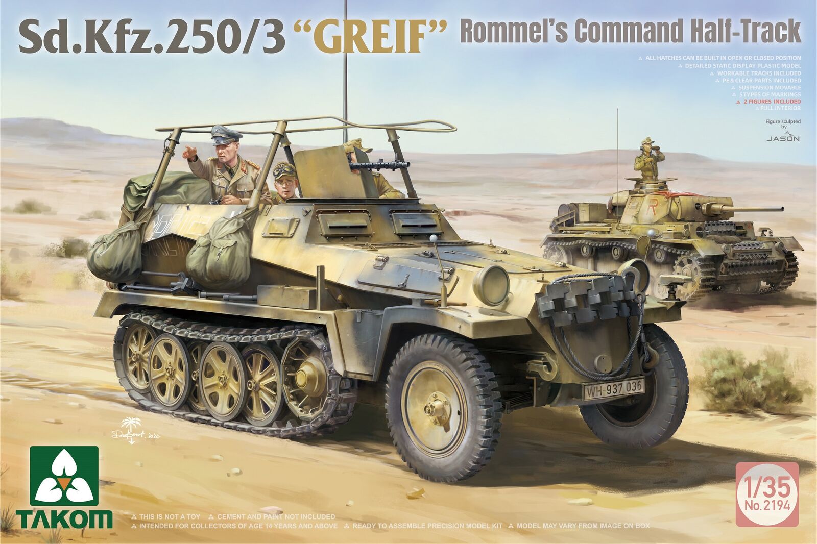 Takom 1/35 Sd.Kfz.250/3 "GREIF" Rommel's Command Half-Track Plastic Model Kit