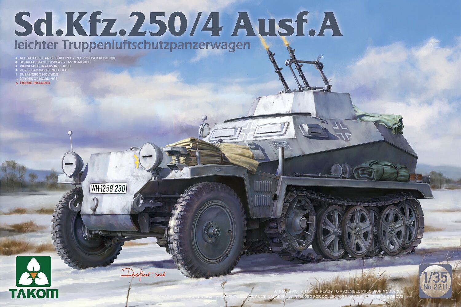 Takom 1/35 Sd.Kfz.250/4 Ausf.A Ieichter Truppenluftschutzpanzerwagen Plastic Model Kit