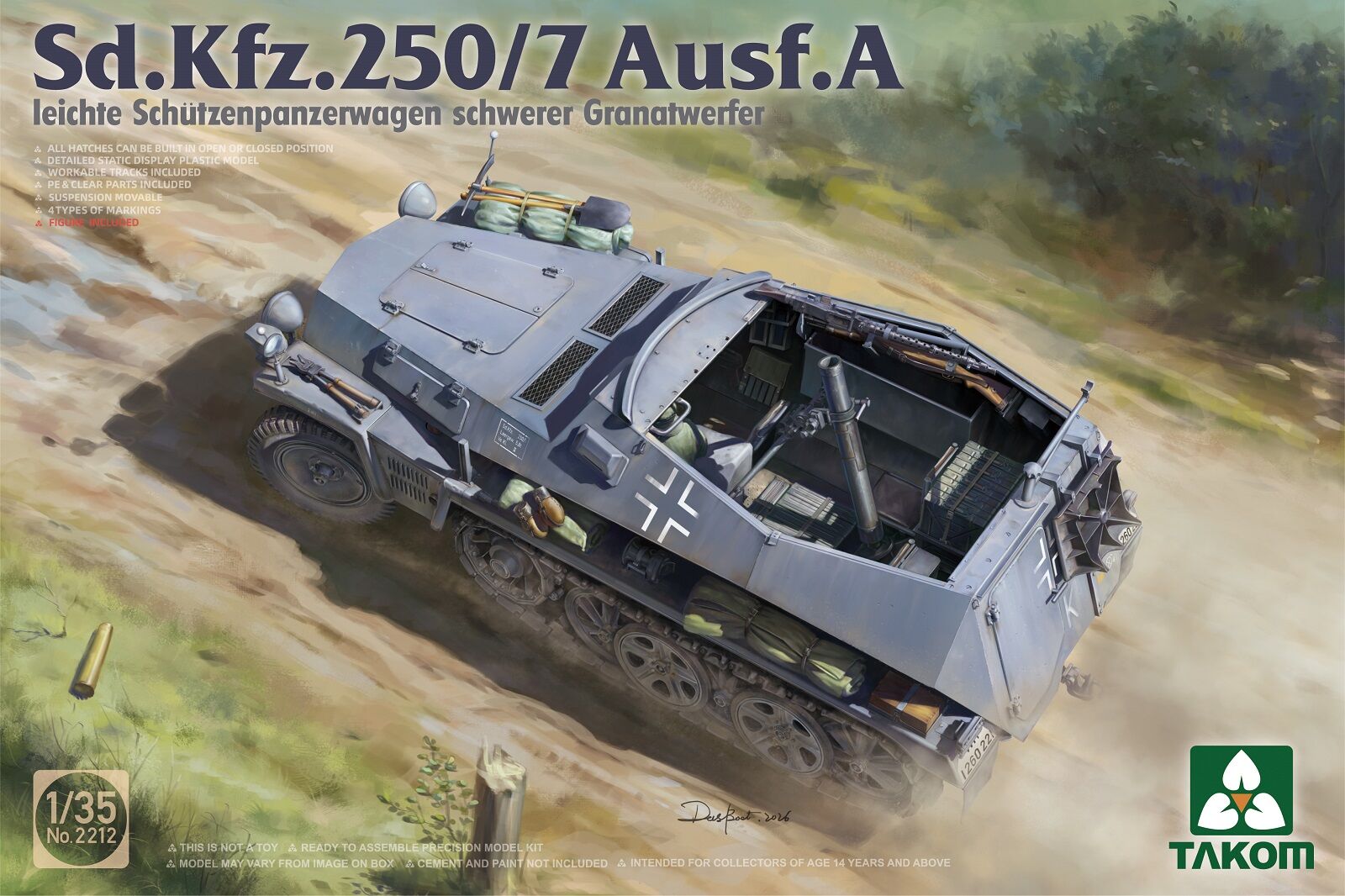 Takom 1/35 Sd.Kfz.250/7 Ausf.A Ieichter SchÃ¼tzenpanzerwagen schwerer Granatwerfer Plastic Model Kit