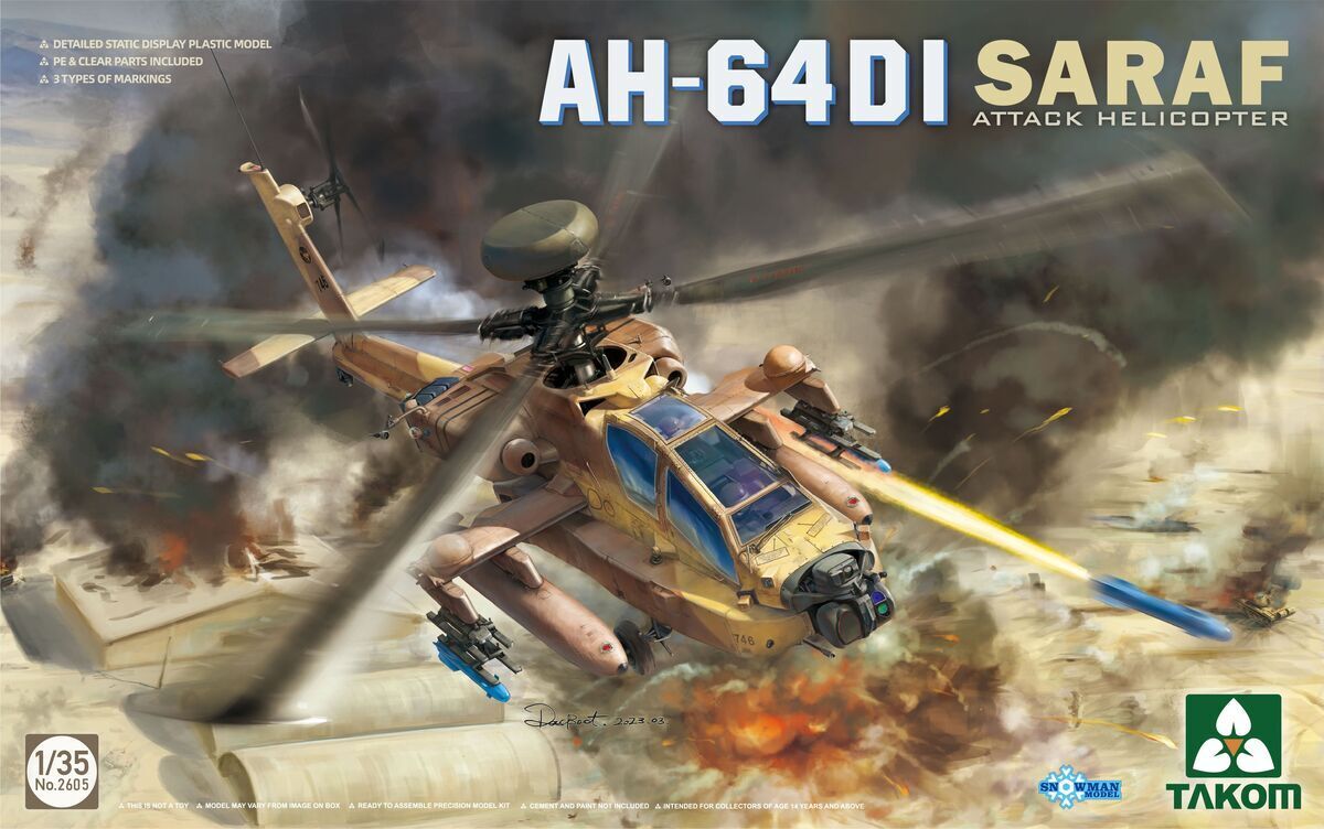 TK2605 Takom 1/35 AH-64DI Saraf Attack Helicopter Plastic Model Kit Takom