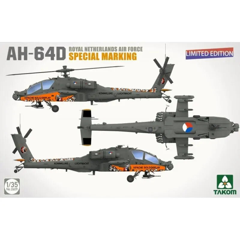Takom 1/35 AH-64D Apache Royal Netherlands Air Force Special Markings (Limited Edition) Plastic Model Kit